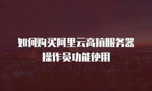 如何购买阿里云高抗服务器操作员功能使用