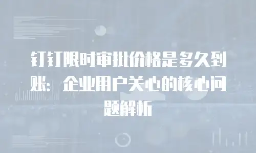 钉钉限时审批价格是多久到账：企业用户关心的核心问题解析