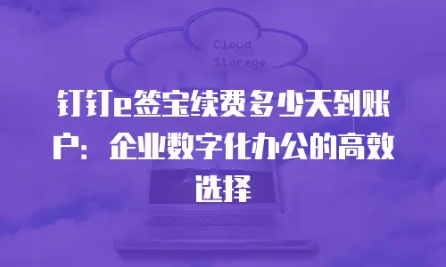 钉钉e签宝续费多少天到账户：企业数字化办公的高效选择
