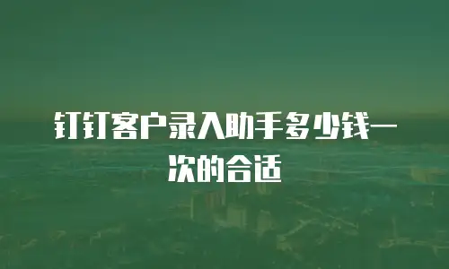 钉钉客户录入助手多少钱一次的合适