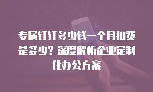 专属钉钉多少钱一个月扣费是多少？深度解析企业定制化办公方案