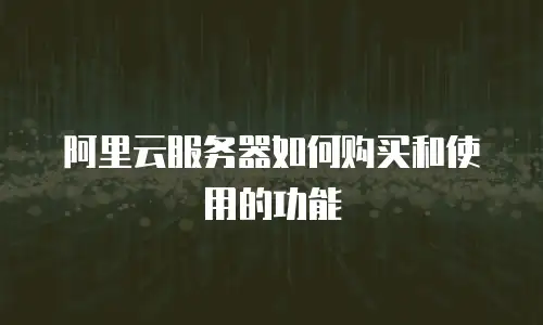 阿里云服务器如何购买和使用的功能