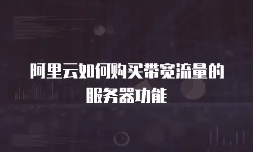 阿里云如何购买带宽流量的服务器功能