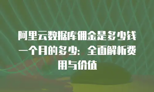 阿里云数据库佣金是多少钱一个月的多少：全面解析费用与价值