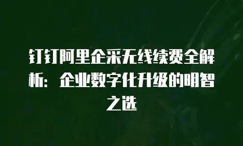 钉钉阿里企采无线续费全解析：企业数字化升级的明智之选
