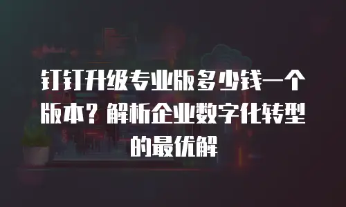 钉钉升级专业版多少钱一个版本？解析企业数字化转型的最优解