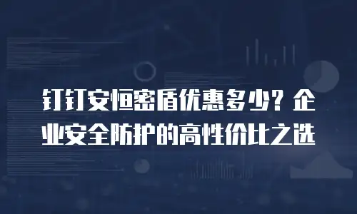 钉钉安恒密盾优惠多少？企业安全防护的高性价比之选