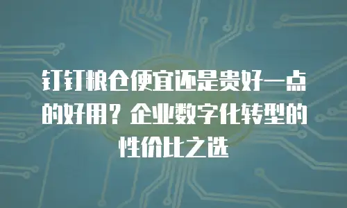 钉钉粮仓便宜还是贵好一点的好用？企业数字化转型的性价比之选