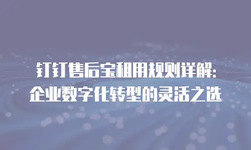 钉钉售后宝租用规则详解：企业数字化转型的灵活之选