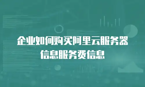 企业如何购买阿里云服务器信息服务费信息