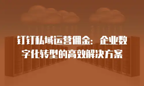 钉钉私域运营佣金：企业数字化转型的高效解决方案