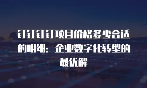 钉钉钉钉项目价格多少合适的明细：企业数字化转型的最优解