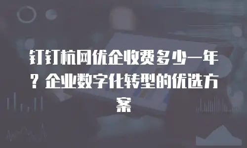 钉钉杭网优企收费多少一年？企业数字化转型的优选方案