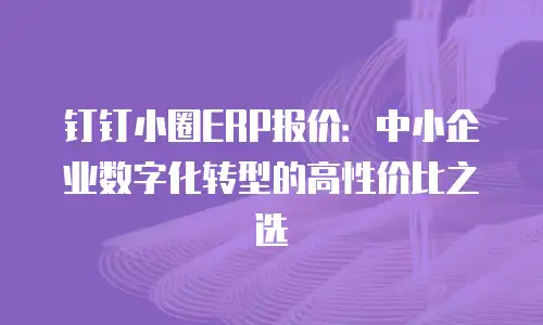 钉钉小圈ERP报价：中小企业数字化转型的高性价比之选