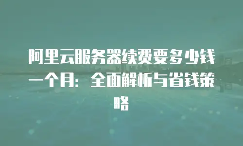 阿里云服务器续费要多少钱一个月：全面解析与省钱策略