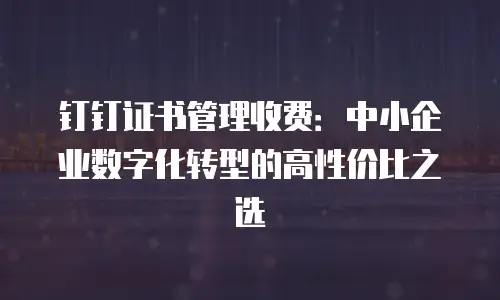 钉钉证书管理收费：中小企业数字化转型的高性价比之选