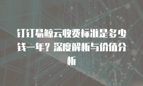 钉钉易鲸云收费标准是多少钱一年？深度解析与价值分析