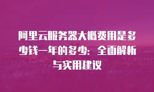 阿里云服务器大概费用是多少钱一年的多少：全面解析与实用建议
