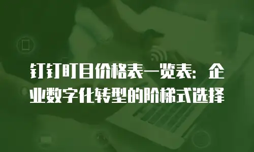 钉钉盯目价格表一览表：企业数字化转型的阶梯式选择