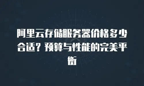 阿里云存储服务器价格多少合适？预算与性能的完美平衡
