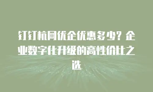 钉钉杭网优企优惠多少？企业数字化升级的高性价比之选