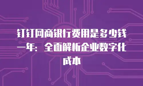 钉钉网商银行费用是多少钱一年：全面解析企业数字化成本