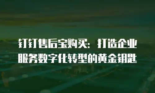 钉钉售后宝购买：打造企业服务数字化转型的黄金钥匙