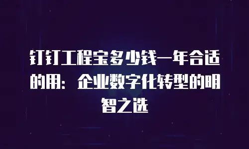 钉钉工程宝多少钱一年合适的用：企业数字化转型的明智之选