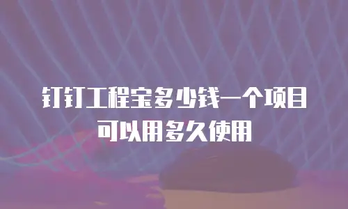钉钉工程宝多少钱一个项目可以用多久使用