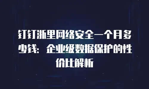 钉钉浙里网络安全一个月多少钱：企业级数据保护的性价比解析