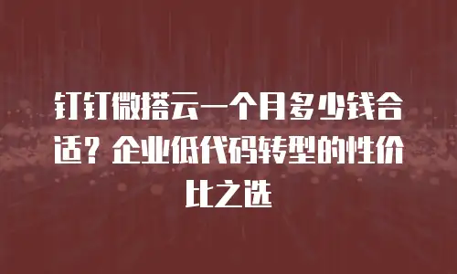 钉钉微搭云一个月多少钱合适？企业低代码转型的性价比之选