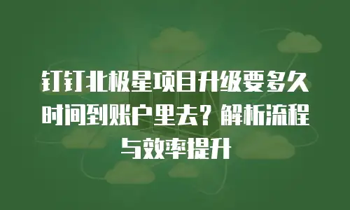 钉钉北极星项目升级要多久时间到账户里去？解析流程与效率提升