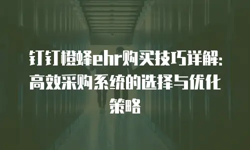 钉钉橙蜂ehr购买技巧详解：高效采购系统的选择与优化策略