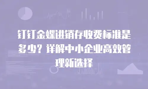 钉钉金蝶进销存收费标准是多少？详解中小企业高效管理新选择