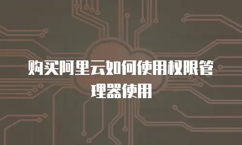 购买阿里云如何使用权限管理器使用