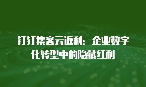 钉钉集客云返利：企业数字化转型中的隐藏红利