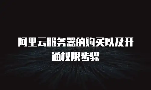 阿里云服务器的购买以及开通权限步骤