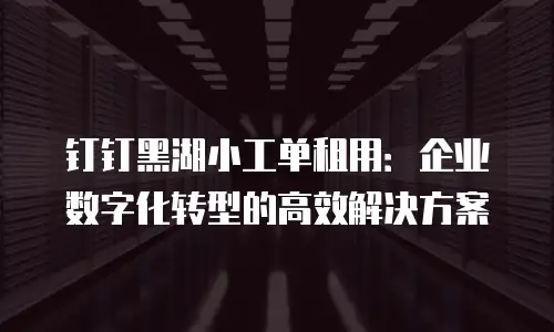 钉钉黑湖小工单租用：企业数字化转型的高效解决方案