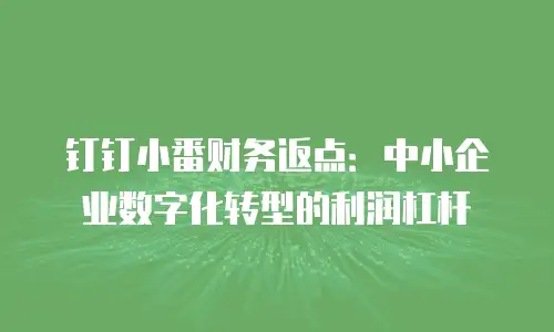 钉钉小番财务返点：中小企业数字化转型的利润杠杆