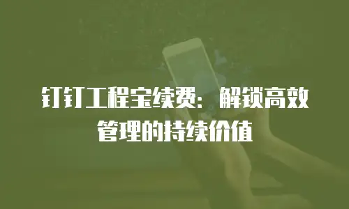 钉钉工程宝续费：解锁高效管理的持续价值