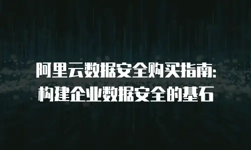 阿里云数据安全购买指南：构建企业数据安全的基石