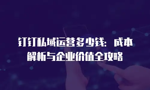 钉钉私域运营多少钱：成本解析与企业价值全攻略