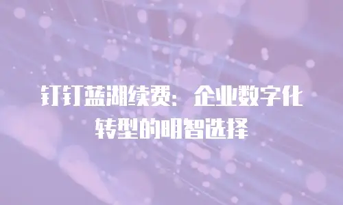 钉钉蓝湖续费：企业数字化转型的明智选择