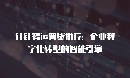 钉钉智运管货推荐：企业数字化转型的智能引擎