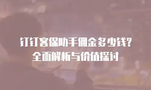 钉钉客保助手佣金多少钱？全面解析与价值探讨
