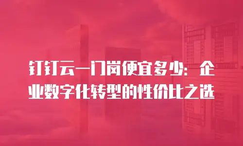 钉钉云一门岗便宜多少：企业数字化转型的性价比之选