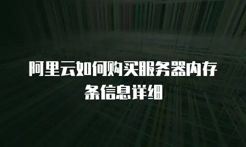 阿里云如何购买服务器内存条信息详细