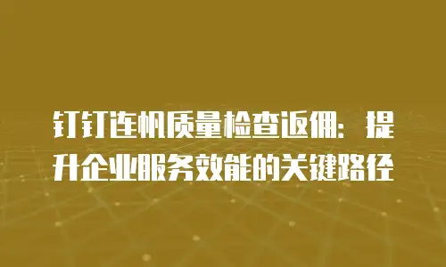 钉钉连帆质量检查返佣：提升企业服务效能的关键路径