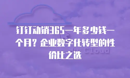 钉钉动销365一年多少钱一个月？企业数字化转型的性价比之选