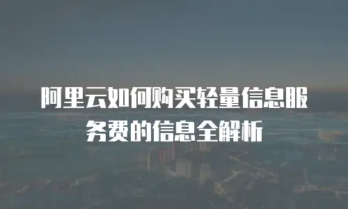 阿里云如何购买轻量信息服务费的信息全解析